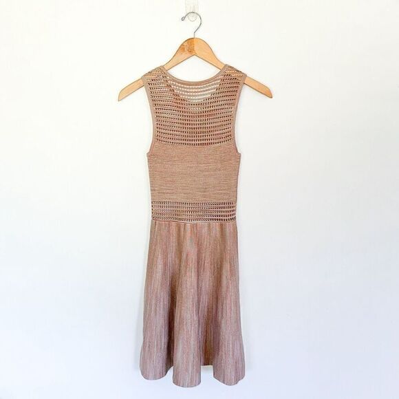 Torn by Ronny Kobo Revolve Mabel Space Dye Open Stitch Blush Champagne Mini Dres - Picture 3 of 10